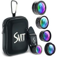 [아마존 핫딜]  [아마존핫딜]SVIT Phone Camera Lens Kit - 5 in 1 Optical Glass Mobile Attachment Set - 2X Zoom Telephoto, 198 Fisheye, 0.63X Wide Angle, 15X Macro, CPL Filter and Universal Clip Adapter for Cel
