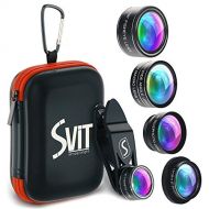 SVIT Phone Camera Lens Kit - 5 in 1 Universal Set for iPhone, Samsung, Smartphones and Tablets - 2X Zoom Telephoto, 198 Fisheye, 0.63X Wide Angle, 15X Macro, CPL Filter Lens for Cell Ph