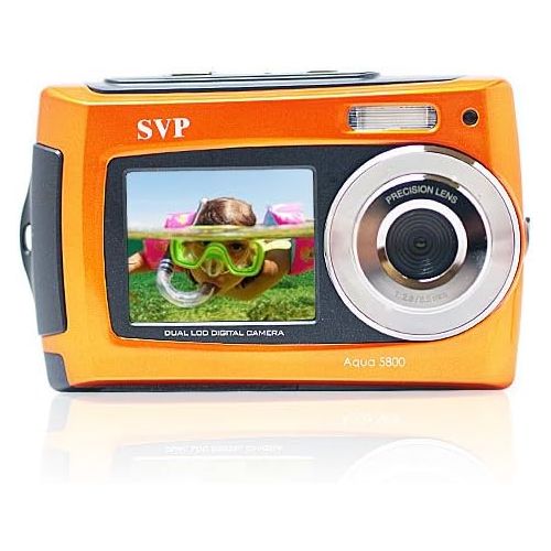  SVP Aqua 5800 Orange (with Micro 4GB) 18 MP Dual Screen Waterproof Digital Camera