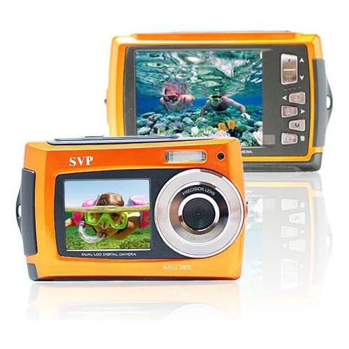  SVP Aqua 5800 Orange (with Micro 4GB) 18 MP Dual Screen Waterproof Digital Camera