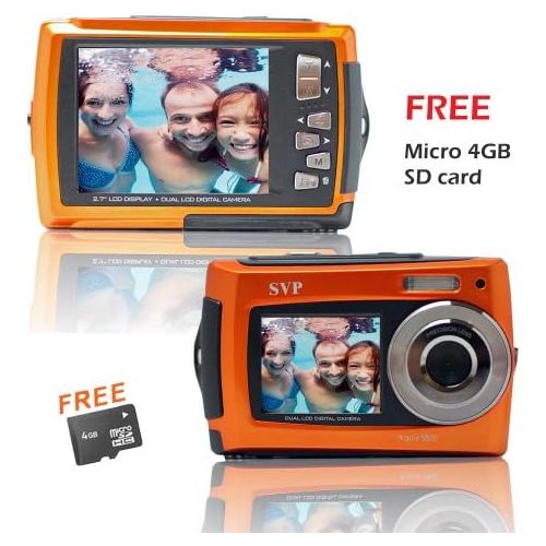  SVP Aqua 5800 Orange (with Micro 4GB) 18 MP Dual Screen Waterproof Digital Camera