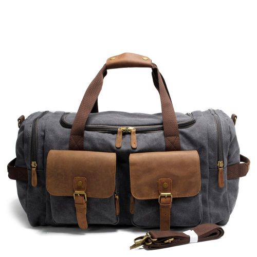  SVVON Canvas Duffle Bag Oversized Leather Bag Carry On Travel Bag Luggage Oversized Holdalls for Men and Women