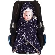 SWADDYL Baby Blue Swaddle Hooded Blanket I Stroller I carseat Blanket I Newborn Babies I Winter I Minky Plush (Darkblue)