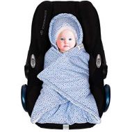 SWADDYL Baby blue swaddle hooded blanket I stroller I carseat blanket I newborn babies I winter I minky plush