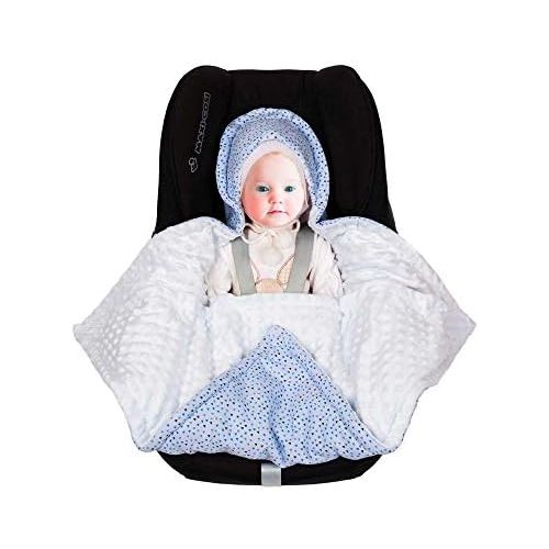  SWADDYL Baby blue swaddle hooded blanket I stroller I carseat blanket I newborn babies I winter I minky plush