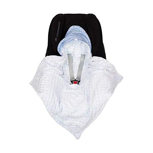  SWADDYL Baby blue swaddle hooded blanket I stroller I carseat blanket I newborn babies I winter I minky plush