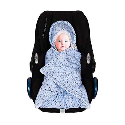  SWADDYL Baby blue swaddle hooded blanket I stroller I carseat blanket I newborn babies I winter I minky plush