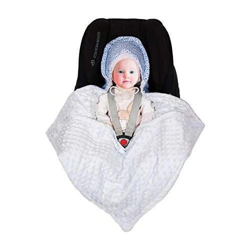  SWADDYL Baby blue swaddle hooded blanket I stroller I carseat blanket I newborn babies I winter I minky plush