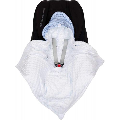  SWADDYL Baby blue swaddle hooded blanket I stroller I carseat blanket I newborn babies I winter I minky plush