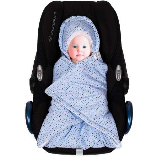  SWADDYL Baby blue swaddle hooded blanket I stroller I carseat blanket I newborn babies I winter I minky plush