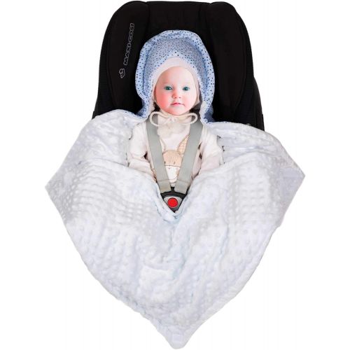  SWADDYL Baby blue swaddle hooded blanket I stroller I carseat blanket I newborn babies I winter I minky plush