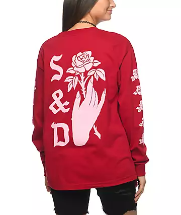 SWALLOWS & DAGGERS Swallows & Daggers Hand Picked Roses Red Long Sleeve T-Shirt