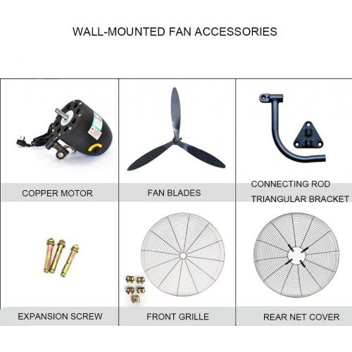  [아마존베스트]SWB METAL Wall-Mounted Oscillating Fan Industrial Electric Fan High Performance Strong Air 3 Blades 3 Speed Horn Fan Commercial Industrial Fan 60CM-80CM