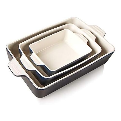  SWEEJAR Ceramic Bakeware-Set Baking-Dish Lasagna-Pans Casserole-Dish (Navy): Kitchen & Dining