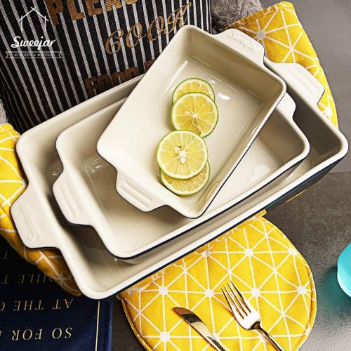  SWEEJAR Ceramic Bakeware-Set Baking-Dish Lasagna-Pans Casserole-Dish (Navy): Kitchen & Dining