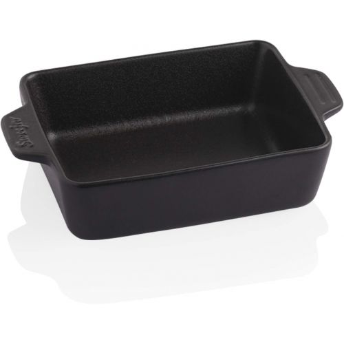  SWEEJAR Ceramic Baking Dish, Rectangular Small Baking Pan with Double Handles, 22OZ for Cooking, Brownie, Kitchen, 6.5 x 4.9 x 1.8 Inches(Black)