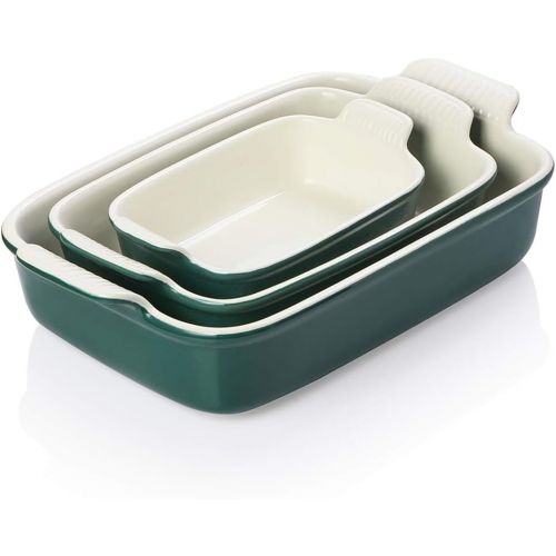  SWEEJAR Porcelain Bakeware Set for Cooking, Ceramic Rectangular Baking Dish Lasagna Pans for Casserole Dish, Cake Dinner, Kitchen, Banquet and Daily Use, 13 x 9 inch (Jade)