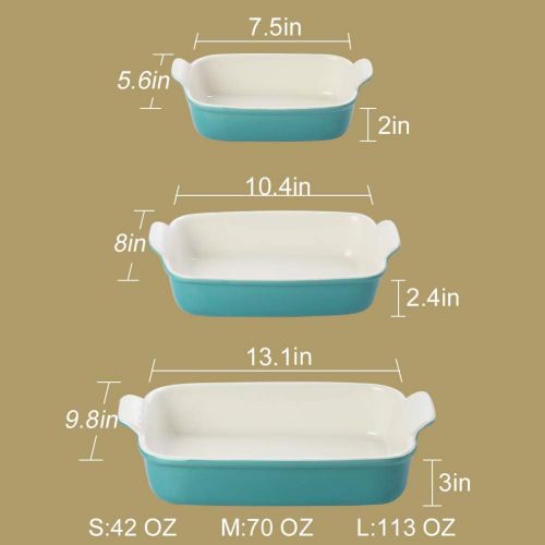  SWEEJAR Porcelain Bakeware Set for Cooking, Ceramic Rectangular Baking Dish Lasagna Pans for Casserole Dish, Cake Dinner, Kitchen, Banquet and Daily Use, 13 x 9 inch (Jade)