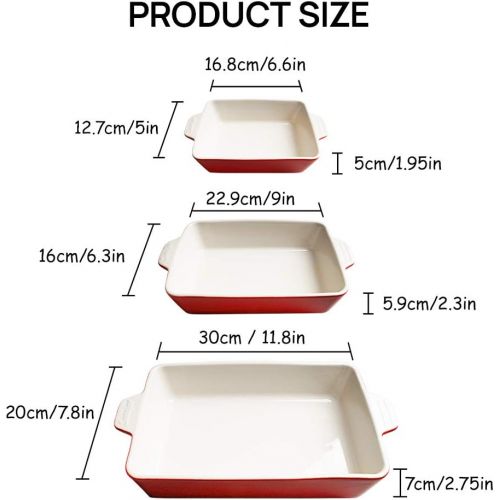  SWEEJAR Ceramic Bakeware Set, Rectangular Baking Dish Lasagna Pans for Cooking, Kitchen, Cake Dinner, Banquet and Daily Use, 11.8 x 7.8 x 2.75 Inches of Casserole Dishes (Black)