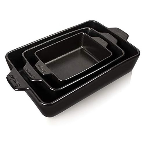  [아마존베스트]SWEEJAR Ceramic Bakeware Set, Rectangular Baking Dish Lasagna Pans for Cooking, Kitchen, Cake Dinner, Banquet and Daily Use, 11.8 x 7.8 x 2.75 Inches of Baking Pans (Black)