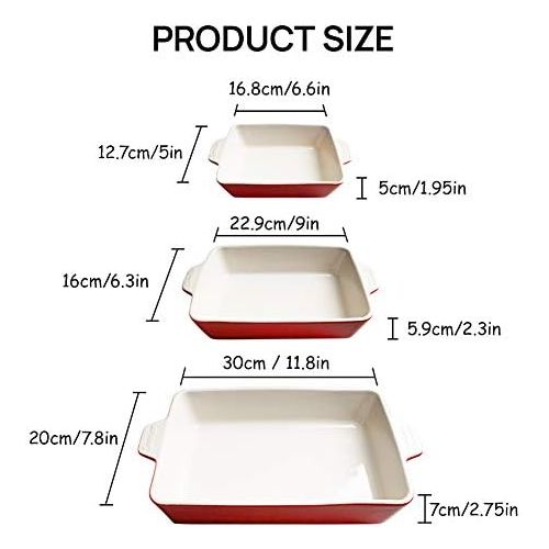  [아마존베스트]SWEEJAR Ceramic Bakeware Set, Rectangular Baking Dish Lasagna Pans for Cooking, Kitchen, Cake Dinner, Banquet and Daily Use, 11.8 x 7.8 x 2.75 Inches of Baking Pans (Black)