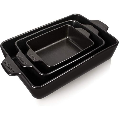 [아마존베스트]SWEEJAR Ceramic Bakeware Set, Rectangular Baking Dish Lasagna Pans for Cooking, Kitchen, Cake Dinner, Banquet and Daily Use, 11.8 x 7.8 x 2.75 Inches of Baking Pans (Black)