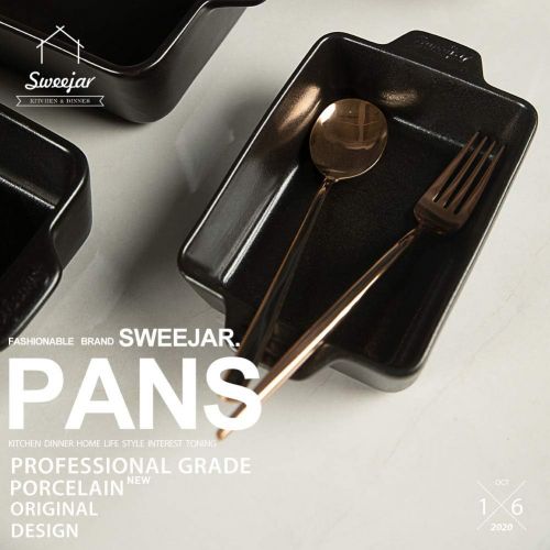  [아마존베스트]SWEEJAR Ceramic Bakeware Set, Rectangular Baking Dish Lasagna Pans for Cooking, Kitchen, Cake Dinner, Banquet and Daily Use, 11.8 x 7.8 x 2.75 Inches of Baking Pans (Black)