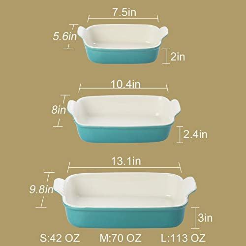  [아마존베스트]SWEEJAR Porcelain Bakeware Set for Cooking, Ceramic Rectangular baking dish Lasagna Pans for Casserole Dish, Cake Dinner, Kitchen, Banquet and Daily Use, 13 x 9.8 inch (Navy)