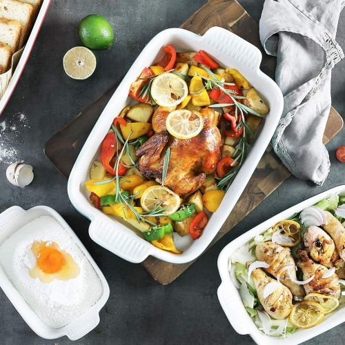  [아마존베스트]SWEEJAR Porcelain Bakeware Set for Cooking, Ceramic Rectangular baking dish Lasagna Pans for Casserole Dish, Cake Dinner, Kitchen, Banquet and Daily Use, 13 x 9.8 inch (Navy)