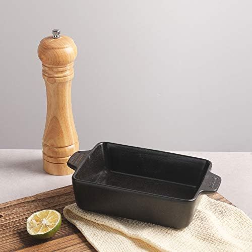 [아마존베스트]SWEEJAR Ceramic Baking Dish, Rectangular Small Baking Pan with Double Handles, 22OZ for Cooking, Brownie, Kitchen, 6.5 x 4.9 x 1.8 Inches(Black)