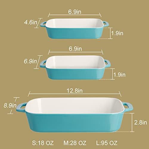  [아마존베스트]SWEEJAR Ceramic Bakeware Set, Rectangular Baking Dish for Cooking, Kitchen, Cake Dinner, Banquet and Daily Use, 12.8 x 8.9 Inches porcelain Baking Pans (Jade)