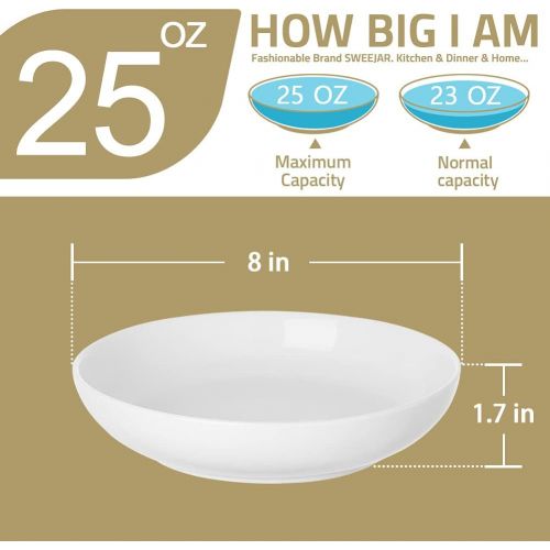  [아마존베스트]SWEEJAR Ceramic Pasta Bowls Set, 22 OZ for Salad, Soup, Cereal, Set of 6 (Blue)