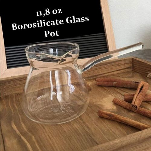  [아마존베스트]SWEET HOME Turkish Coffee Pot Borosilicate Glass, Stovetop Tea Maker, Jazzva Cezve Briki, Healthy and Extremely Heat Resistant Milk Warmer, Hot Chocolate Maker, Butter Melting Pot