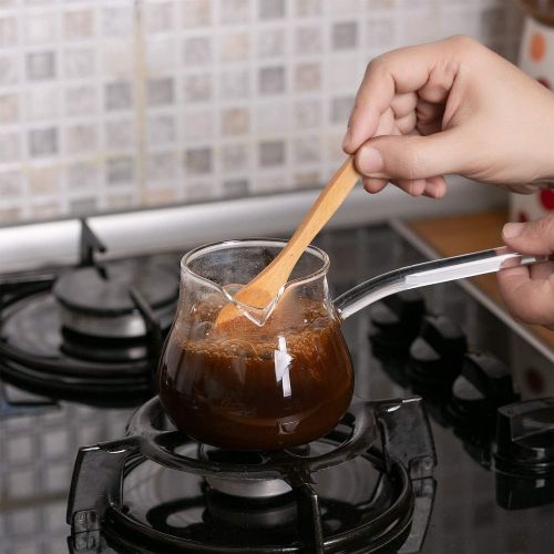  [아마존베스트]SWEET HOME Turkish Coffee Pot Borosilicate Glass, Stovetop Tea Maker, Jazzva Cezve Briki, Healthy and Extremely Heat Resistant Milk Warmer, Hot Chocolate Maker, Butter Melting Pot