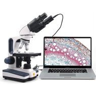 Swift Binocular Compound Microscope SW350B, 40X-2500X Magnification,Siedentopf Head,Research-Grade,Two-Layer Mechanical Stage,1.3mp Camera and Software Windows and Mac Compatible