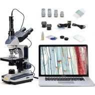 SWIFT Trinocular Compound Microscope SW350T,40X-2500X Magnification,Siedentopf Head,Research-Grade,Two-Layer Mechanical Stage,1.3mp Camera and Software Windows and Mac Compatible