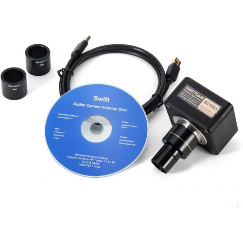  [아마존핫딜][아마존 핫딜] Swiftcam 10 Megapixel Camera for Microscopes, with Reduction Lens, Calibration Kit, Eyetube Adapters, and USB 3.0 Cable, Compatible with Windows/Mac/Linux