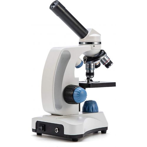  [아마존베스트]SWIFT SW150 Compound Monocular Student Microscope with 40X-1000X Magnification, Glass Optics, Extra 25X Widefield Eyepiece, Coarse and Fine Focusing, Dual Illumination, and Cordles