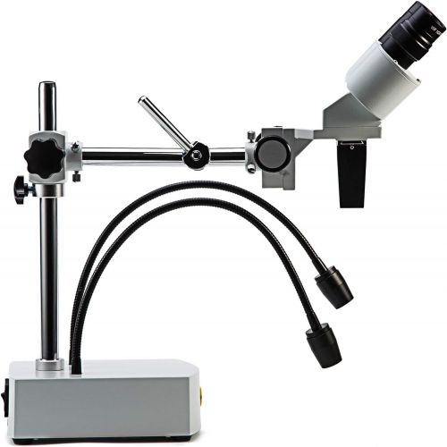  Swift S41-20 Professional Dissecting Binocular Stereo Microscope, WF10x WF20x Eyepieces, 10X 20X Magnification, 1X Objective, LED Lighting, Boom-Arm Stand