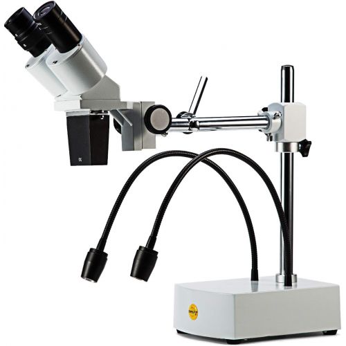  Swift S41-20 Professional Dissecting Binocular Stereo Microscope, WF10x WF20x Eyepieces, 10X 20X Magnification, 1X Objective, LED Lighting, Boom-Arm Stand