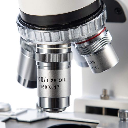  [아마존베스트]Swift SW350B 40X-2500X Magnification, Siedentopf Binocular Head, Research-Grade Compound Lab Microscope with Wide-Field 10X and 25X Eyepieces, Mechanical Stage, Abbe Condenser