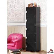 SWIFT TRADERS Willoughby Modern 5-Drawer Storage File Cabinet with Handles - Black with Free Mug Included