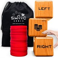 SWOOC Games - Giant Right Center Left Dice Game (All Weather) with 24 Large Chips & Carry Bag - Jumbo Wooden Lawn Game - Big Backyard Game for Family - Indoor / Outdoor