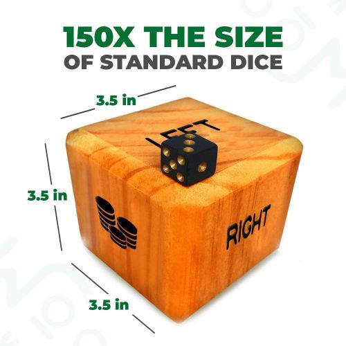  SWOOC Games - Giant Right Center Left Dice Game (All Weather) with 24 Large Chips & Carry Bag - Jumbo Wooden Lawn Game - Big Backyard Game for Family - Indoor / Outdoor