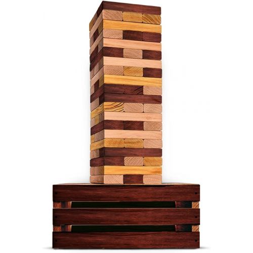  SWOOC Games - Reclaimed Giant Tower Game 60 Large Blocks Storage Crate / Outdoor Game Table Starts Over 2.5ft Big Max Height of 5ft Genuine Jumbo Toppling Yard Games Jumbo Backyard