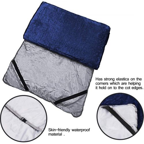  SWTMERRY Sleeping Cot Pads (75 x 29) with Elastic Straps Portable for Outdoor & Hiking, Cotton Soft Thick Camping Cot Pad,Waterproof - Grey & NavyBlue