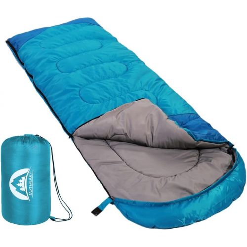  SWTMERRY Sleeping Bag 3 Seasons (Summer, Spring, Fall) Warm & Cool Weather - Lightweight,Waterproof Indoor & Outdoor Use for Kids, Teens & Adults for Hiking and Camping