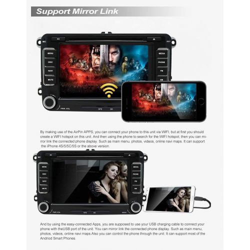  SWTNVIN Car stereo Android 8.1, Radio, DVD Player, GPS NAVI 7 inch IPS 2 Din, with Rear Camera, supports Bluetooth WiFi 4G Mirror Link USB SWC OBD (Black)
