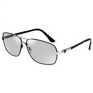 SX Mens Photosensitive Color Metal Sunglasses Sports Riding Sunglasses (Color : Black Silver)