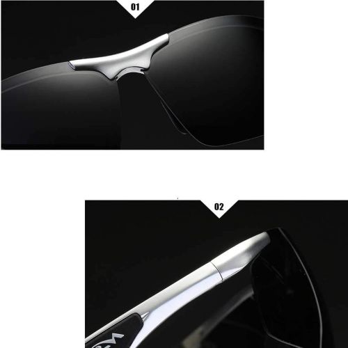  SX Mens Aluminum-Magnesium Polarized Sunglasses, Driving Glasses UV400 (Color : Silver Frame)